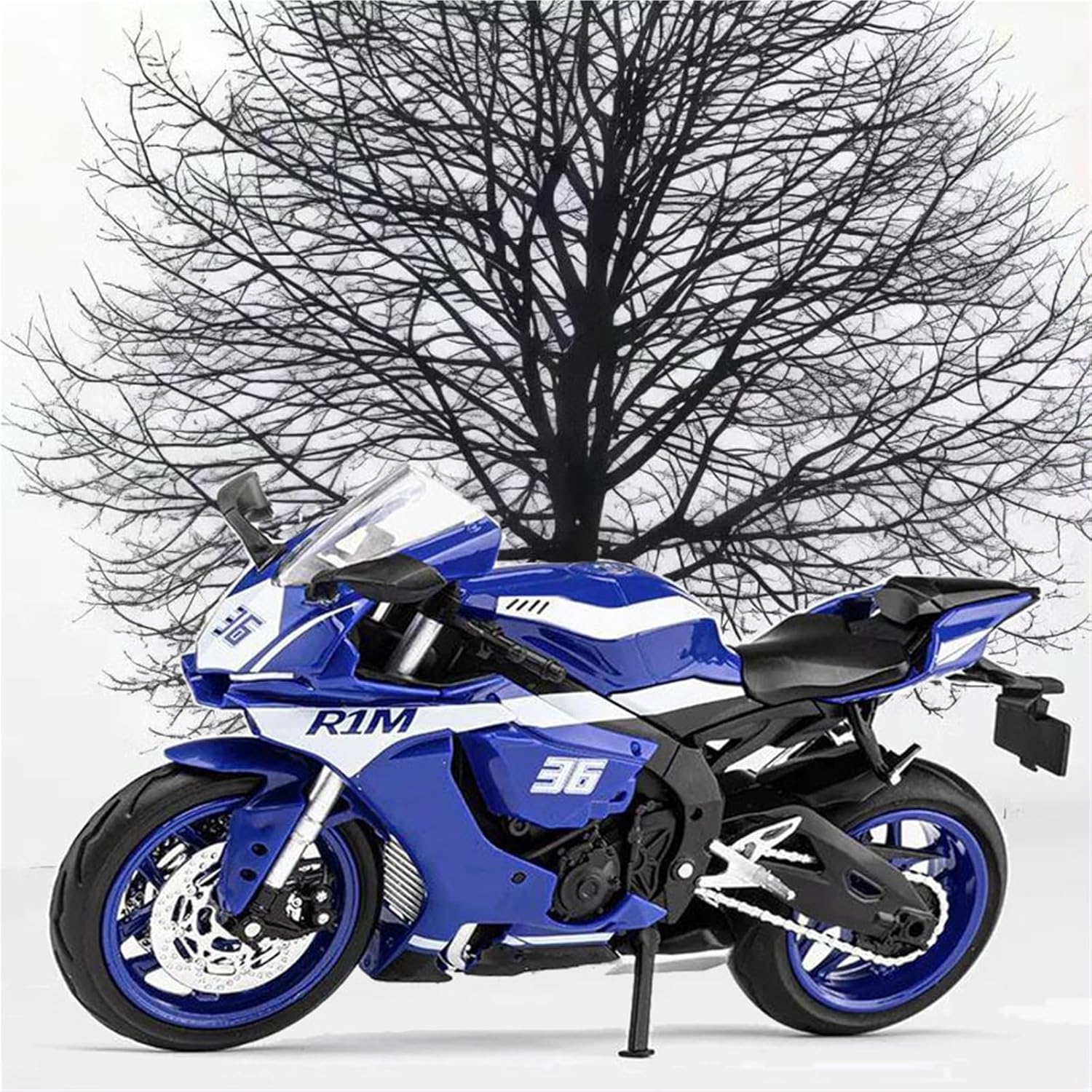 MAKUTU Scale Motorcycle Model 1:12 for Y-AMAHA R1M Die-Casting Model Alloy Collection Hobby Gift Off-Road Motorcycle(Blue)
