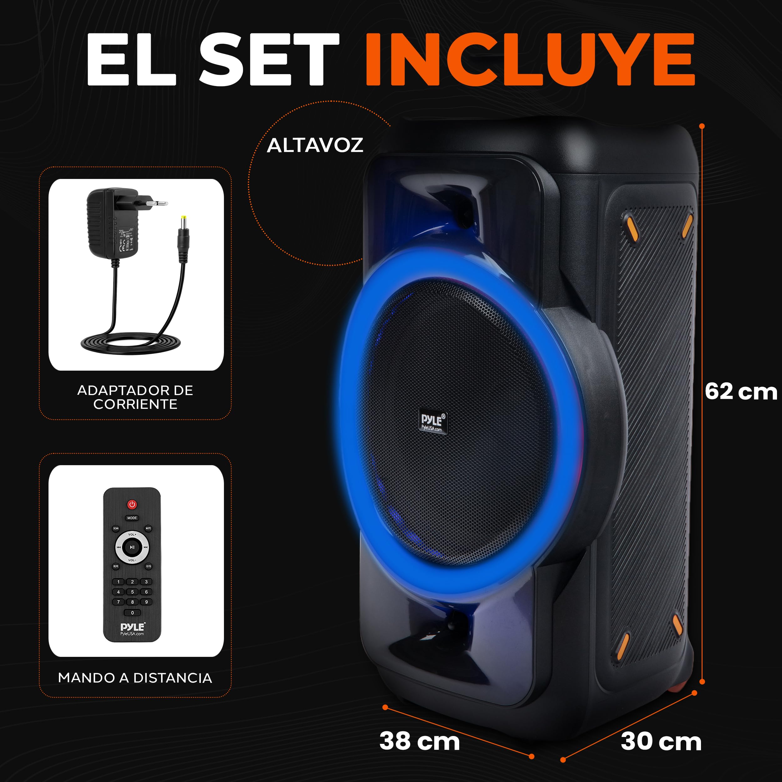 Pyle Altavoz Grande, Bluetooth, Portátil, Sistema True Wireless Stereo, Graves Potentes y Agudos Claros