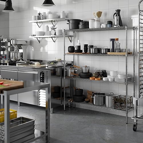 Kit de estantería de alambre cromado de 4 niveles de 14 pulgadas de profundidad x 54 pulgadas de ancho x 64 pulgadas de alto  Unidad de estante de