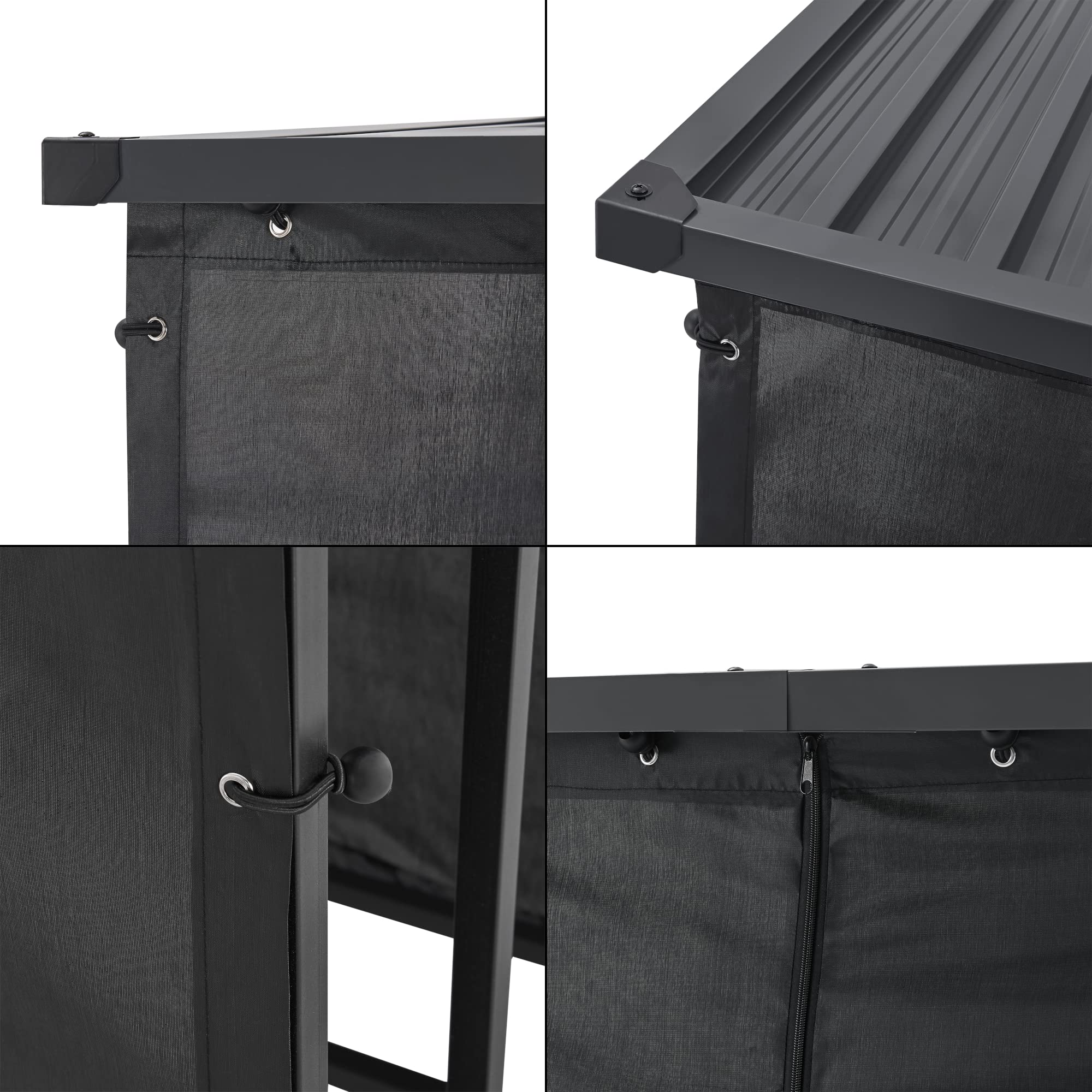 Casa.pro Abri-Bûches Couvert Housse Protection Support Bois de Chauffage Range-Bûches Stockage Extérieur Acier Galvanisé Laqué Polyester Métal Noir