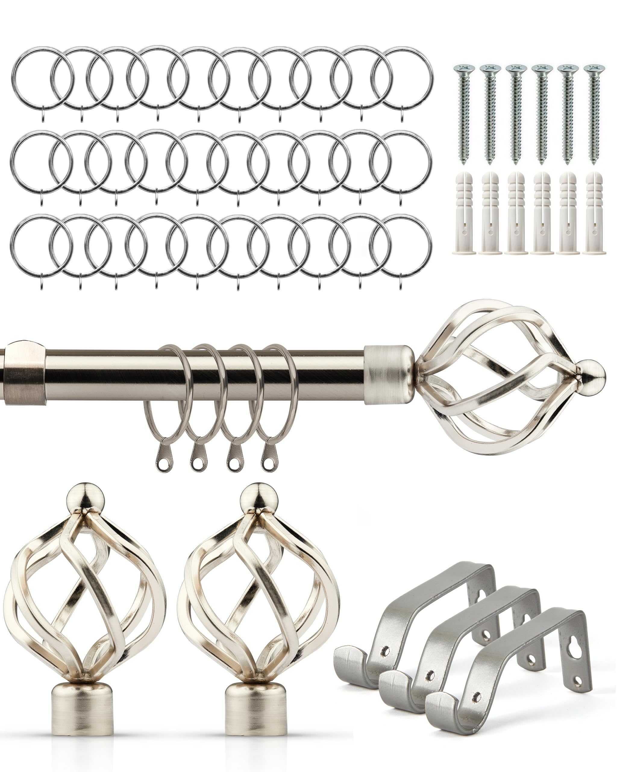 Emma Barclay  Grey Curtain Pole With Rings Extendable Cage in Size 160-300cm, Sports Direct