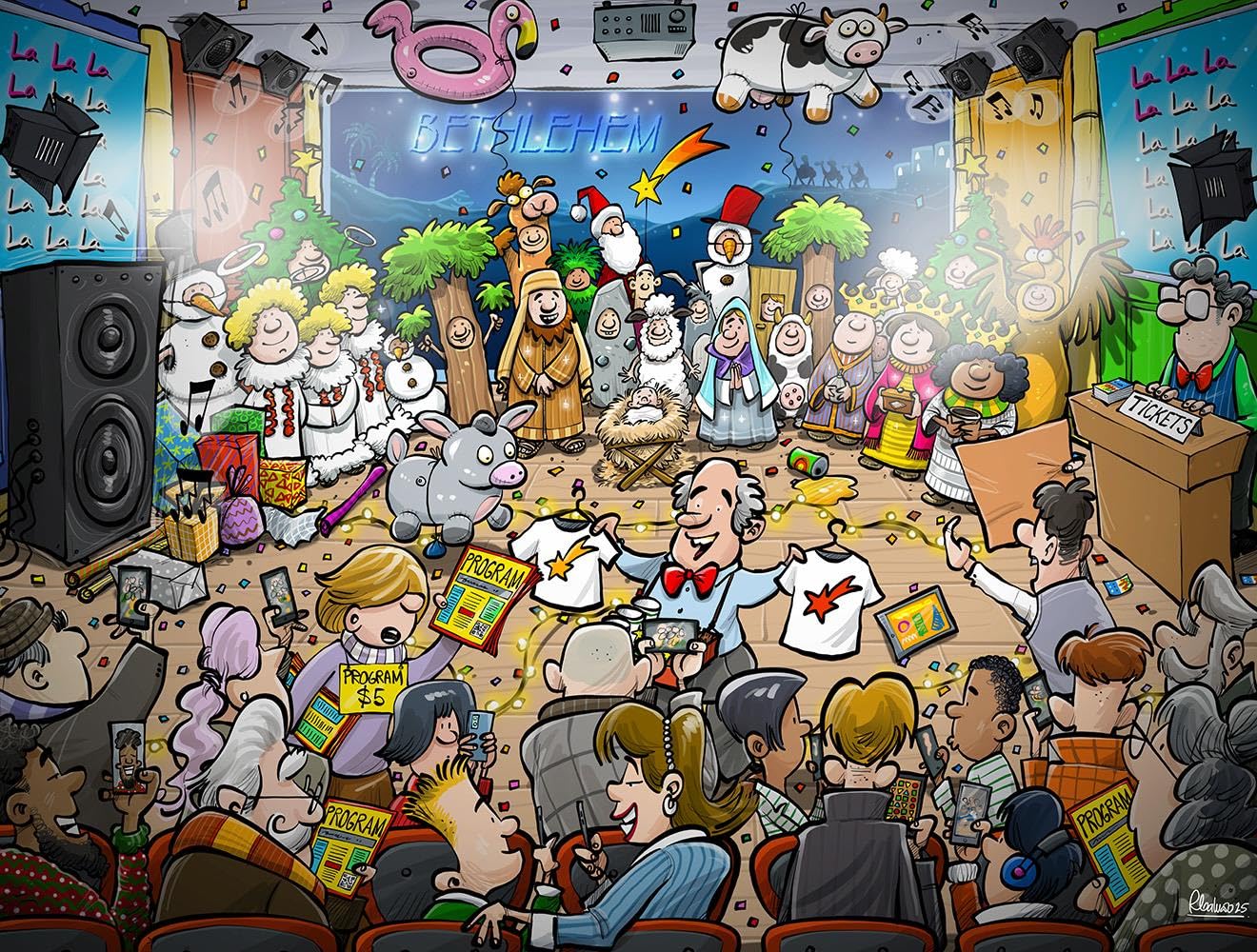 Djigsaw Vu Set – 2 x 1000‑Piece Jigsaw Puzzles Featuring Nativity, Classroom Time‑Travel & Christmas Market by Ricardo Galvao | Modern & Vintage Cartoon‑Style Jigsaws for Adults (At the Nativity)