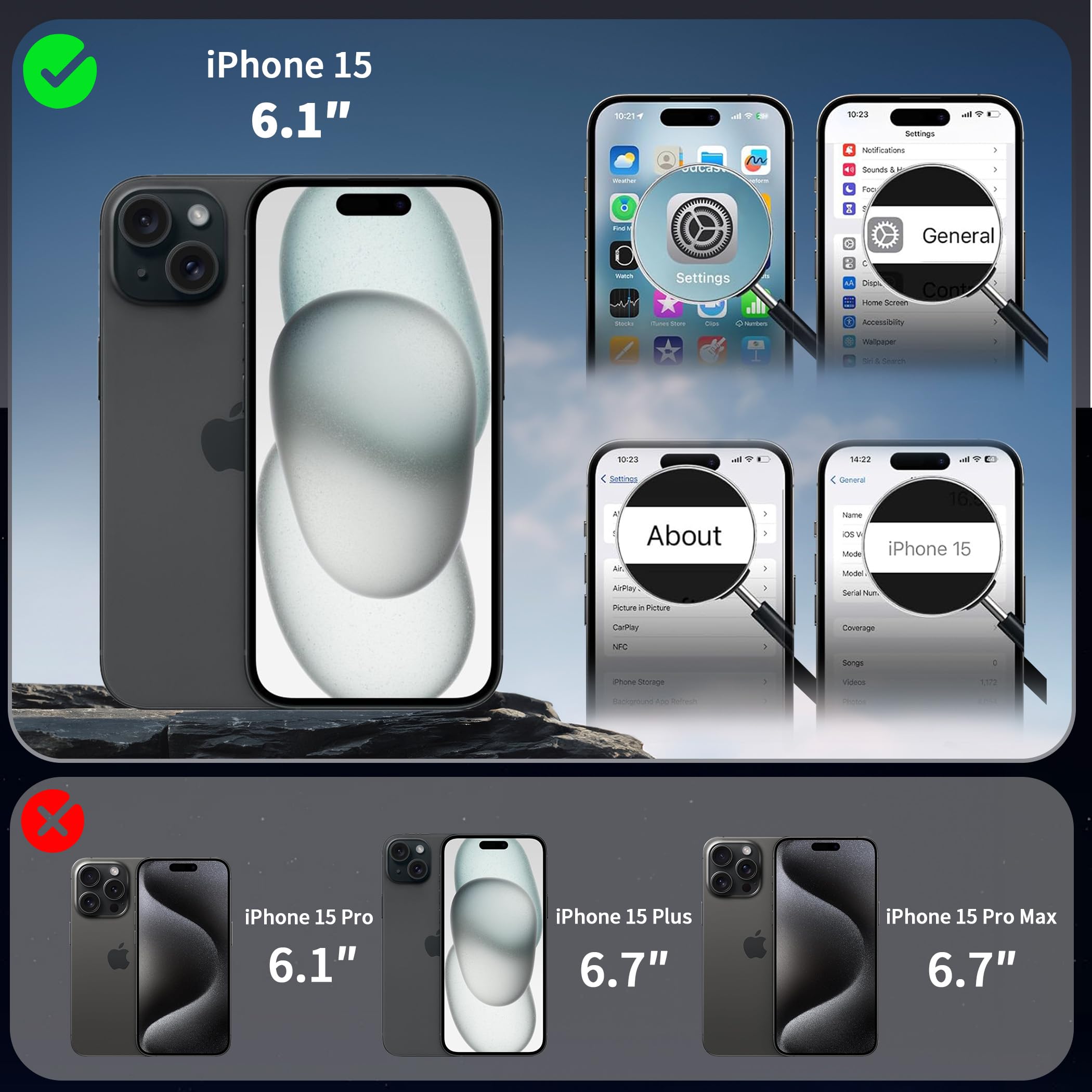 CACOE Magnetic Case for iPhone 15 6.1 inch with 360° Rotatable Ring Phone Stand,Compatible with MagSafe & Magnetic Car Phone Mount,iPhone 15 Cases Cover Phone Holder for Desk Meeting/Videos Black