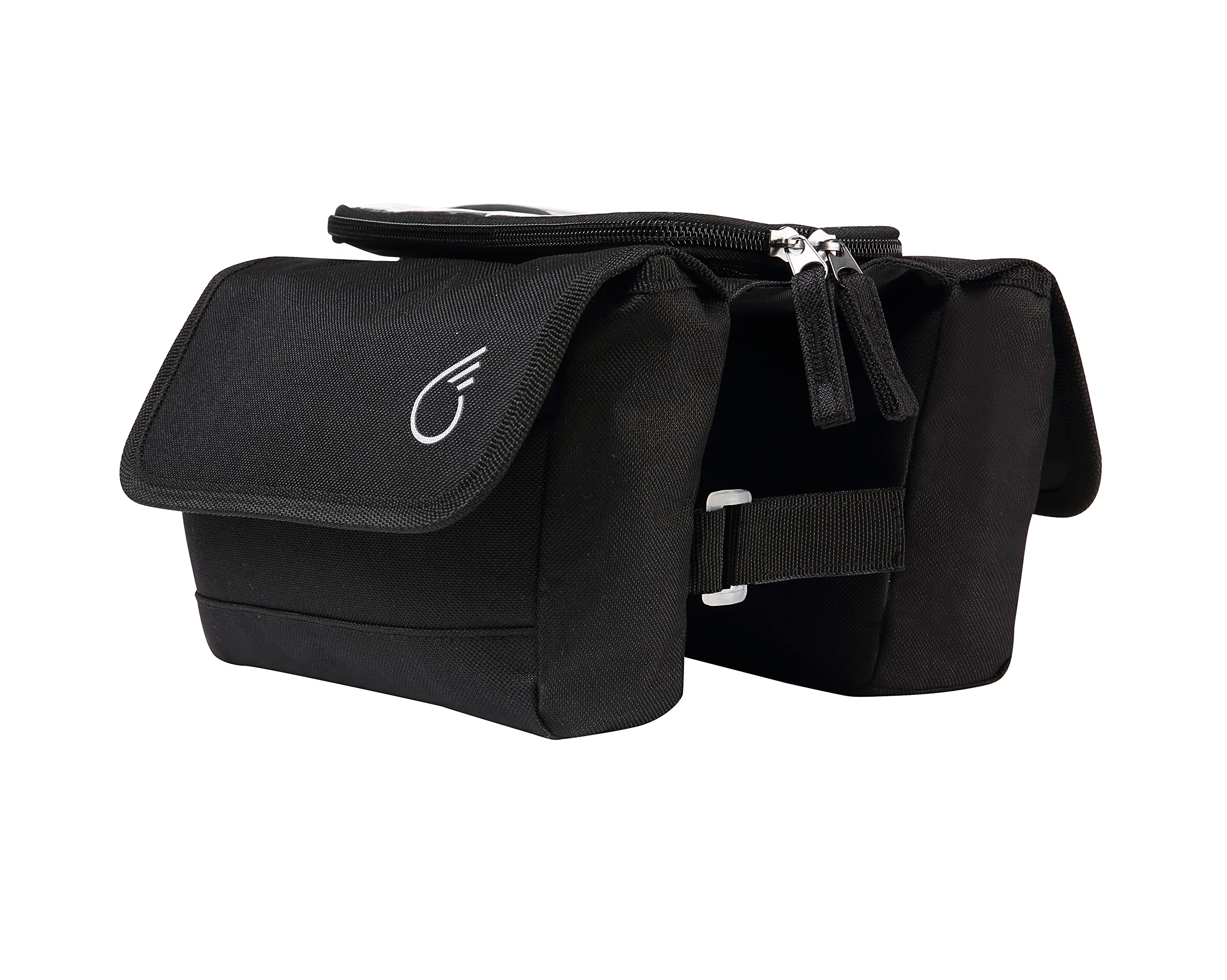 Frame Mount Bike Bag, Waterproof Universal Bicycle Pouch, Double Sided Cargo Storage for Top Tube with Phone Holder, Black