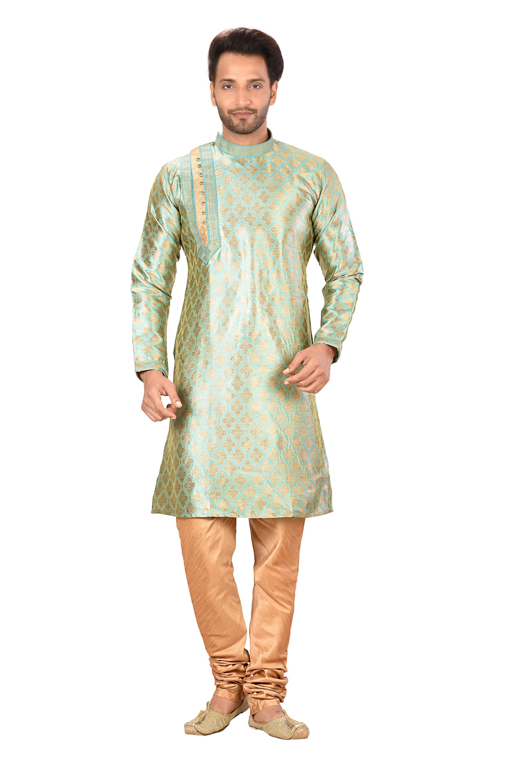 ranak Mulbary Butti Silk Kurta Pajama for Men | Thread & Machine Work | Light Festive Wear (VLSMKP267)-picture-16