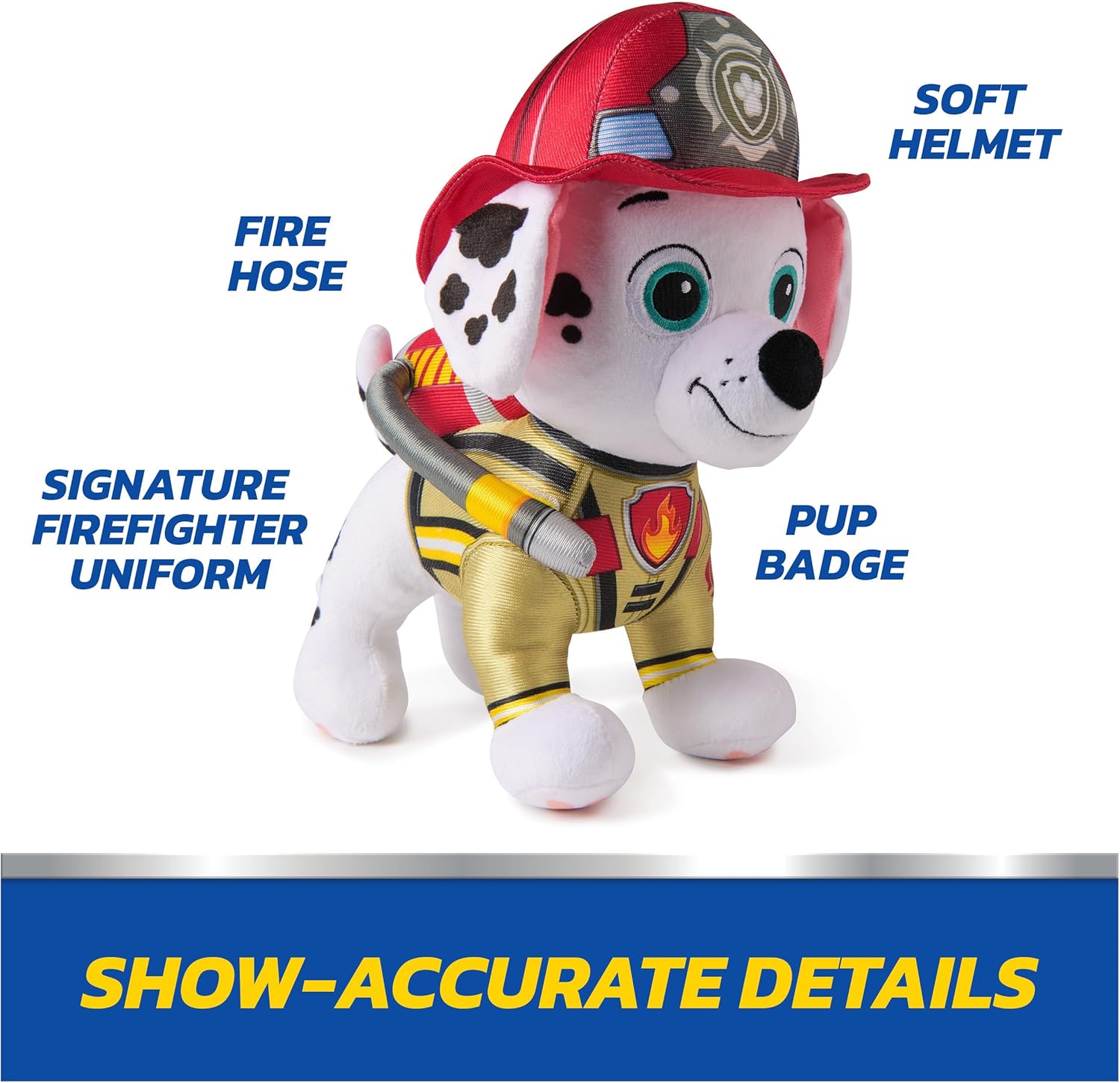 Paw Patrol: Fire Rescue Marshall, Plush Toy with Fire Extinguisher, Backpack, and Hose, Preschool Toys, Kids Toys for Boys & Girls, Ages 3 and Up, 10”