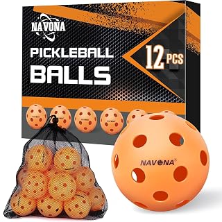 Navona 12 Pack Premium 26-Holes Orange Indoor Pickleball Balls, Meet USAPA Official Requirement, Perfectly Balanced, High Bounce True Flight, Durable Indoor Pickleball Set - Amazon product rated Grade A