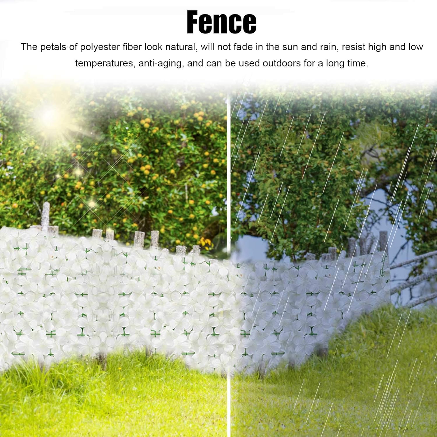 Mxiqqpltky Artificial Hedge Fence Screening with Flowers, Artificial Ivy Screen Trellis Fence Rolls for Balcony Patio Outdoor, Garden Privacy Screen for Backyard Home Decor (19.69x118.11in, White)