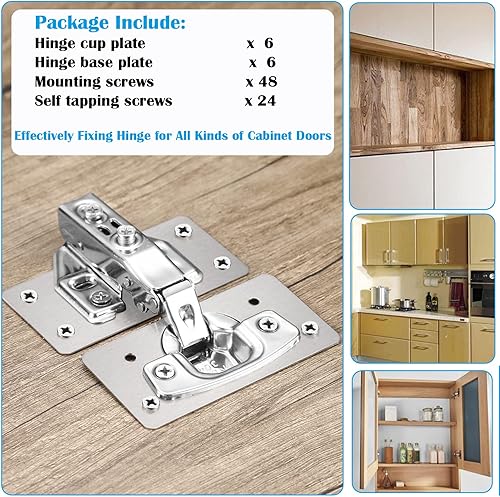 Miniatura 7 de Kit de reparación de bisagras de gabinete de acero inoxidable, placa de reparación de bisagra de puerta con tornillos de montaje