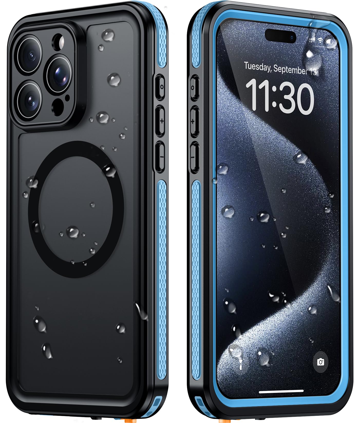 Temdan Designed for iPhone 15 Pro Max Case Waterproof, Blue