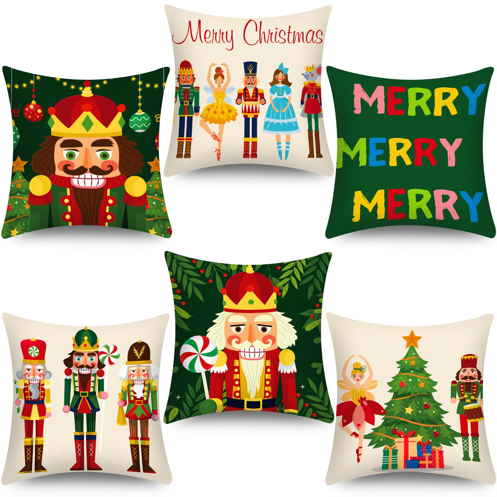 Coussin de Noël casse-noisette lot housse 45x45 décoration vacances canapé lit Tatuo