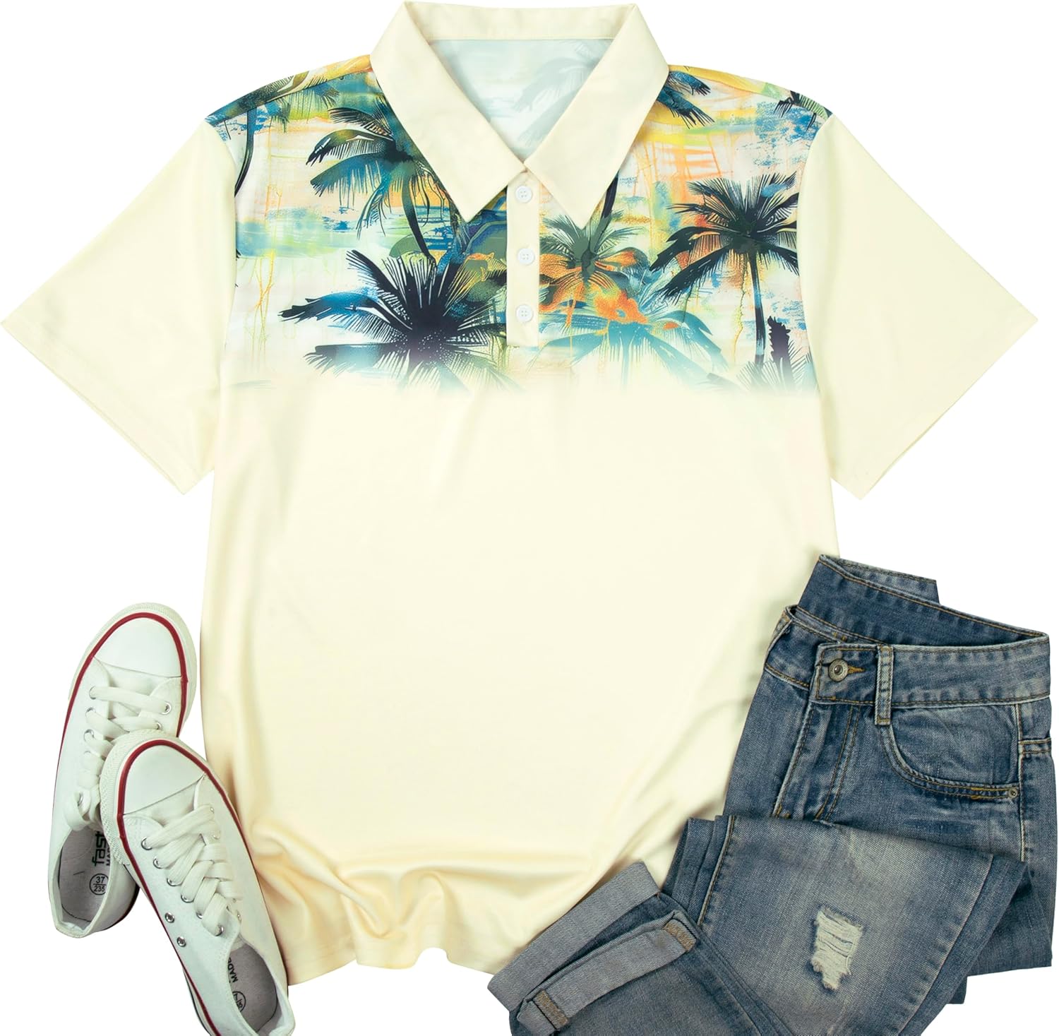 Hawaiian Golf Polo Shirts for Men Hawaiian Polo Shirts Premium Print Golf Top Moisture Wicking Dry Fit Soft Sports Tees - Image 7