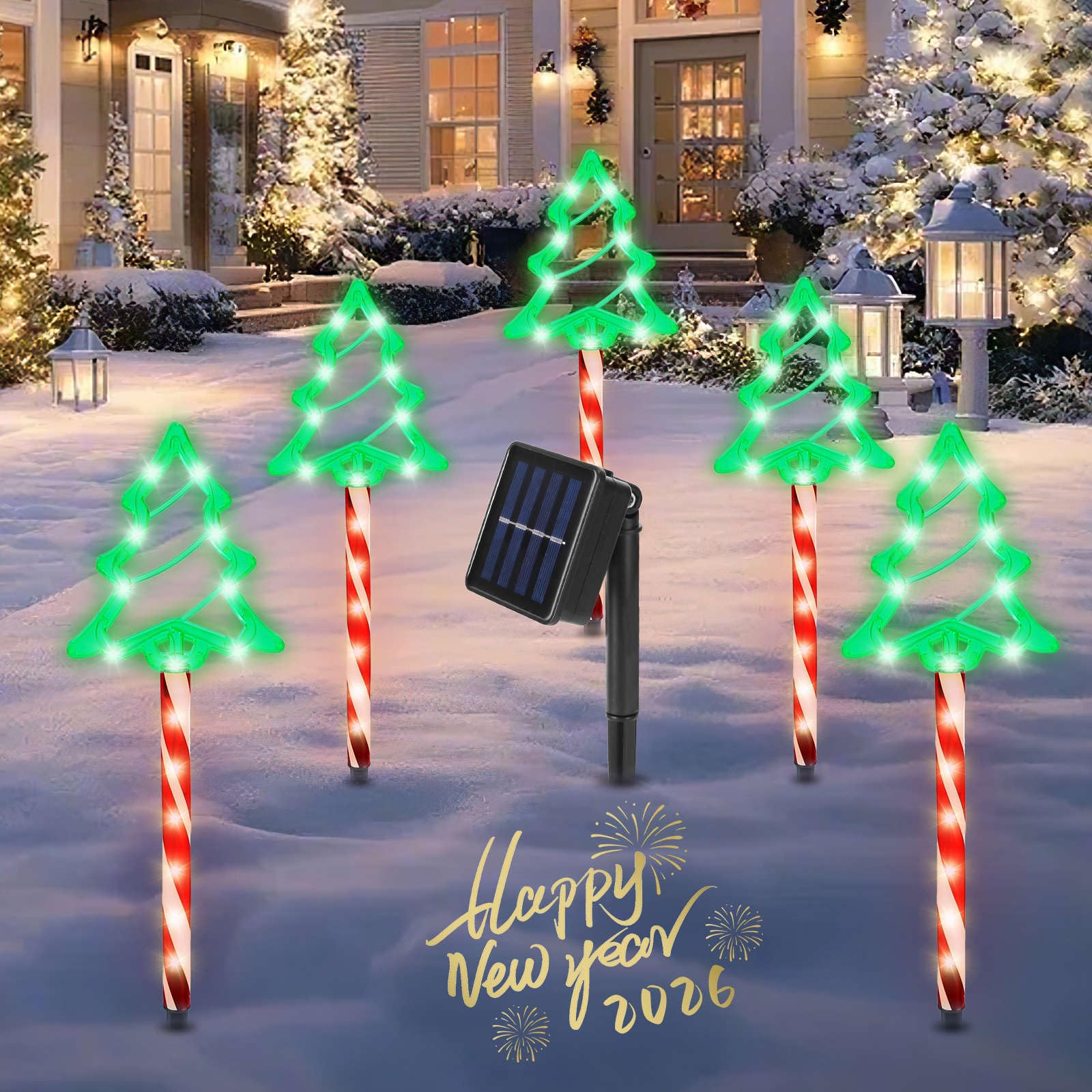 Snapklik.com : TeqHome 5 Pack Solar Christmas Pathway Lights, Outdoor