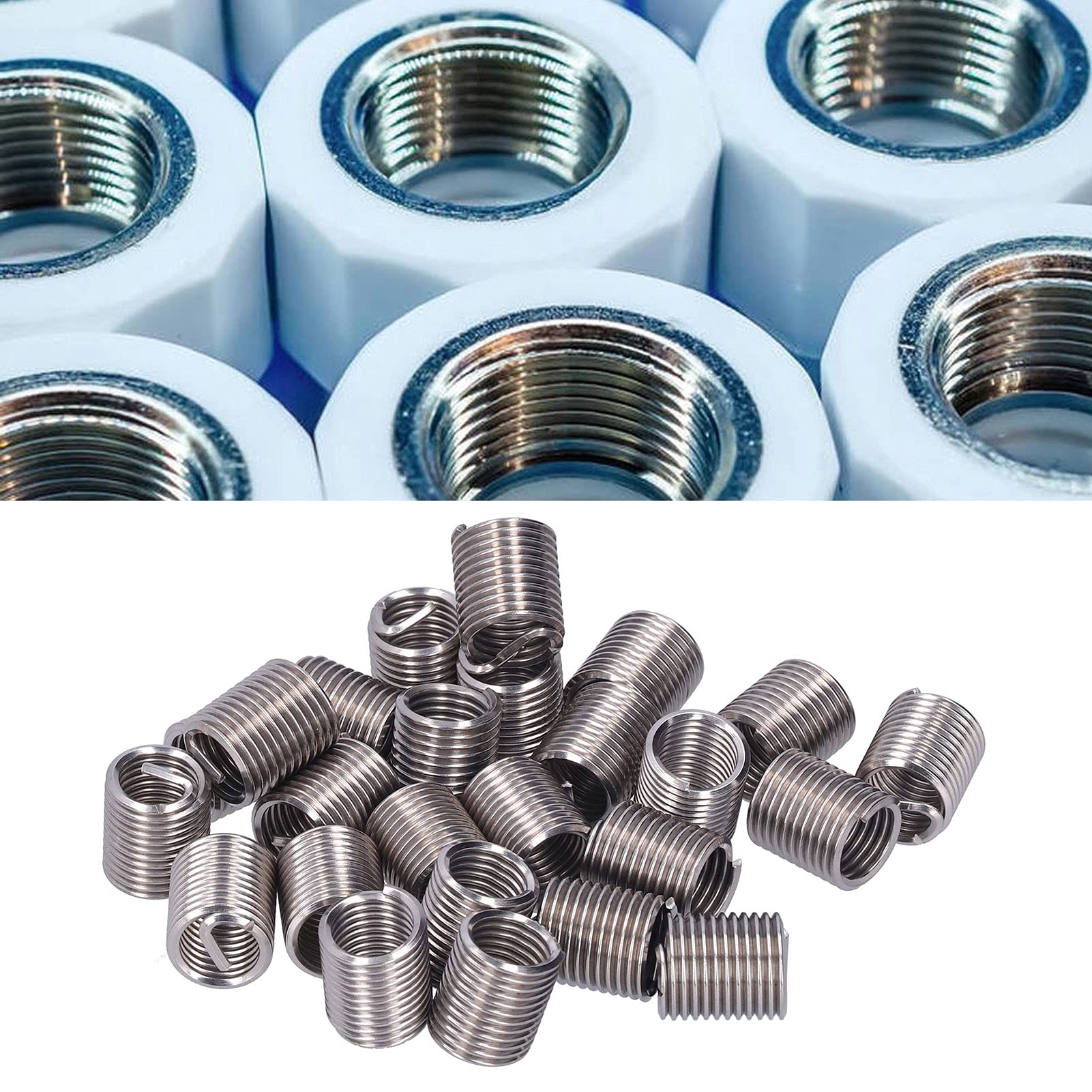 20 Piezas Acero Inoxidable de Reparación de Roscas M12 X 1,75(2D) | de Insertos de Alambre Kit Surtido de Tornillos, Inserto de Rosca de Alambre de Conversión Métrica y en Pulgadas