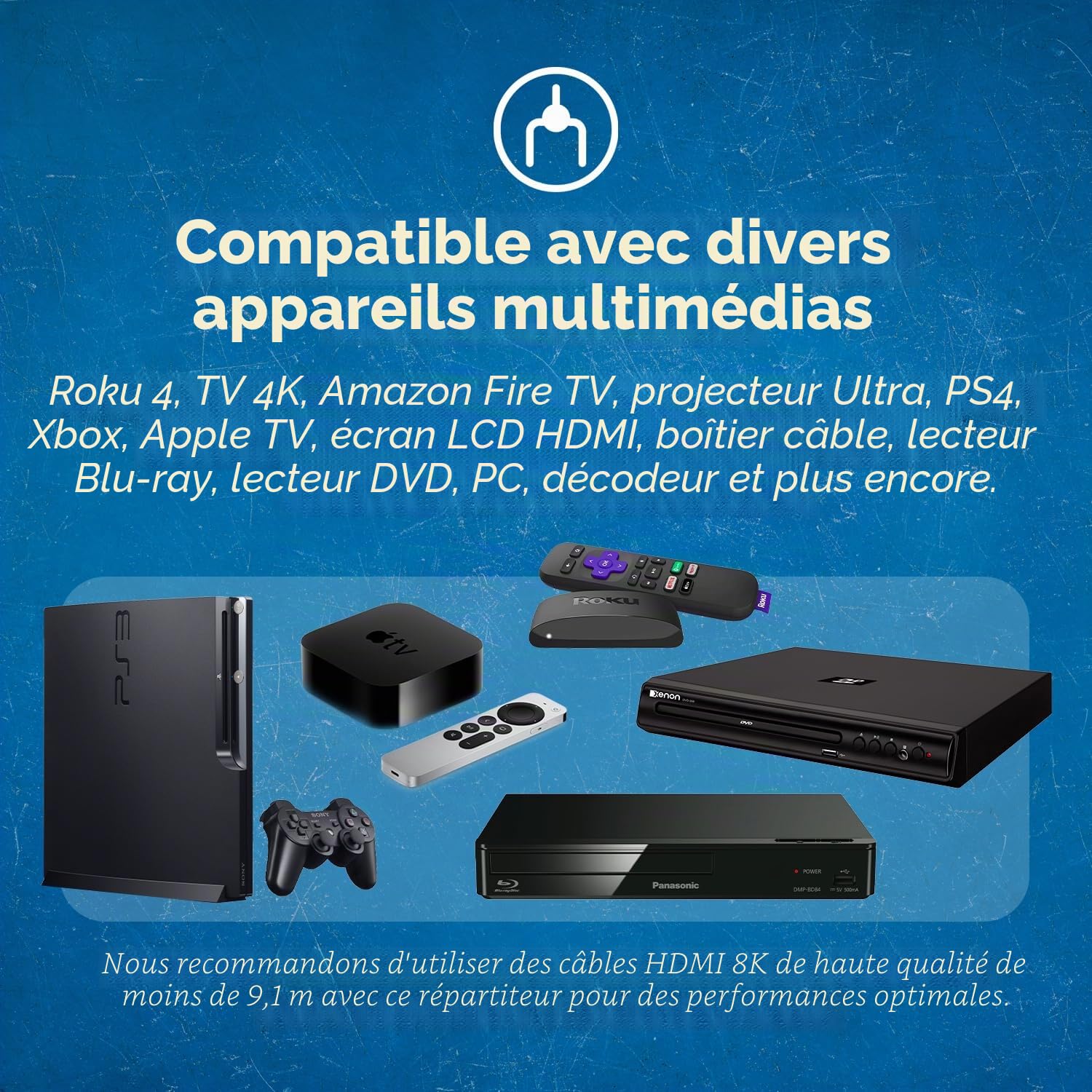 OREI Répartiteur HDMI 8K UltraHD 2 x 2, répartiteur 2 entrées et 2 Sorties Prend en Charge jusqu'à 4K @ 120 Hz, Dolby Vision, HDCP 2.3 Gestion Automatique EDID – (BK-22) n'étend Pas l'écran.