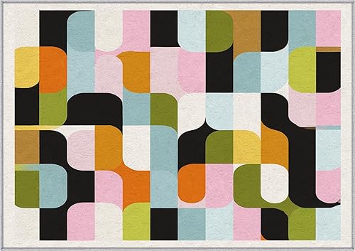 Miniatura 10 de Alfombra retro de los años 70, alfombras de área de 6 x 8 pies, patrón geométrico moderno de mediados de siglo, para sala de estar, dormitorio,