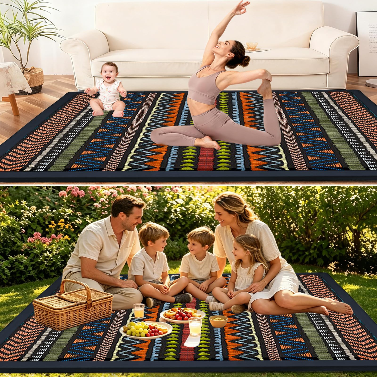 Tappeto Gioco Bambini Acolchado 2 cm Extra Spesso, Antiscivolo, Ideale per Pavimenti e Box Neonato, Palestra Neonati, Tappeto Tummy Time Neonati 120 x 150cm
