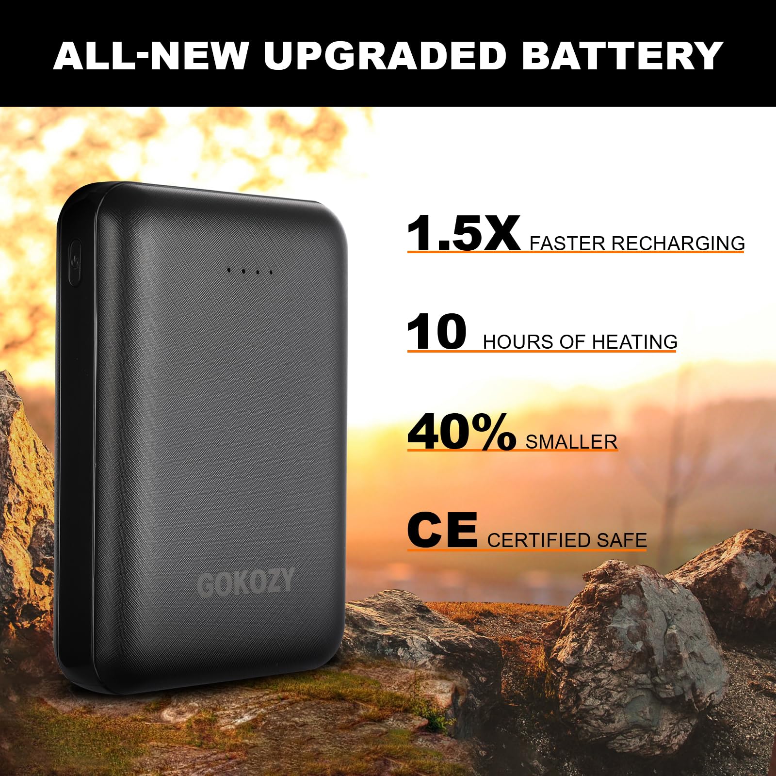 Gokozy Gilet Riscaldato Uomo con Power Bank da 10000mAh Giubbino Riscaldato Uomo con 5 Zone di Riscaldamento Leggera e Impermeabile per Caccia ed Escursionismo
