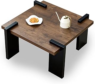 RiverCross Rectangle Coffee Tables for Living Room,Living Room Center Table,Walnut MDF Desktop and Metal Legs with Vintage Mortise and Tenon Retro Coffee Table for Home (Square Walnut + MDF)