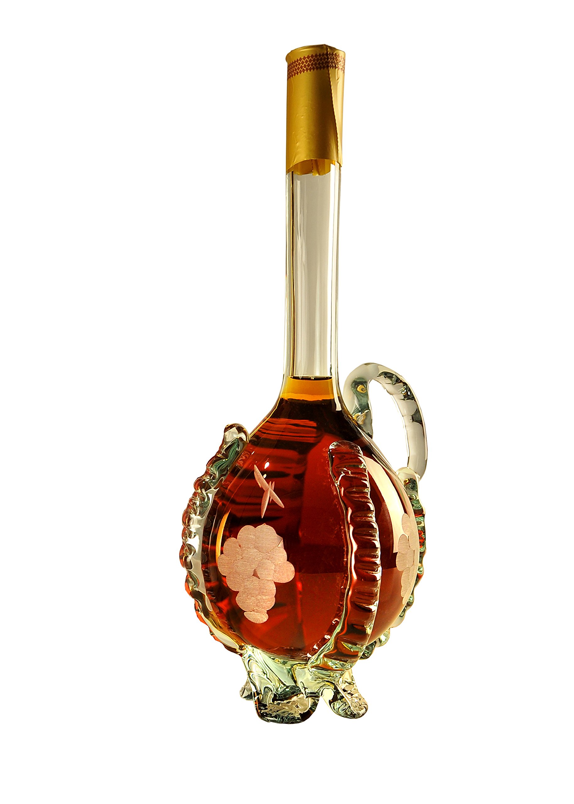 armenischer Brandy mundgeblasener Karaffe, 5 Jahre gereift, 0,5 l, 40% Vol. | Mundgeblasen aus Glas, aus Kangun- und Mskhali-Trauben destilliert, mit Vanilleblüte, als Digestif, edle Flasche Geschenkidee
