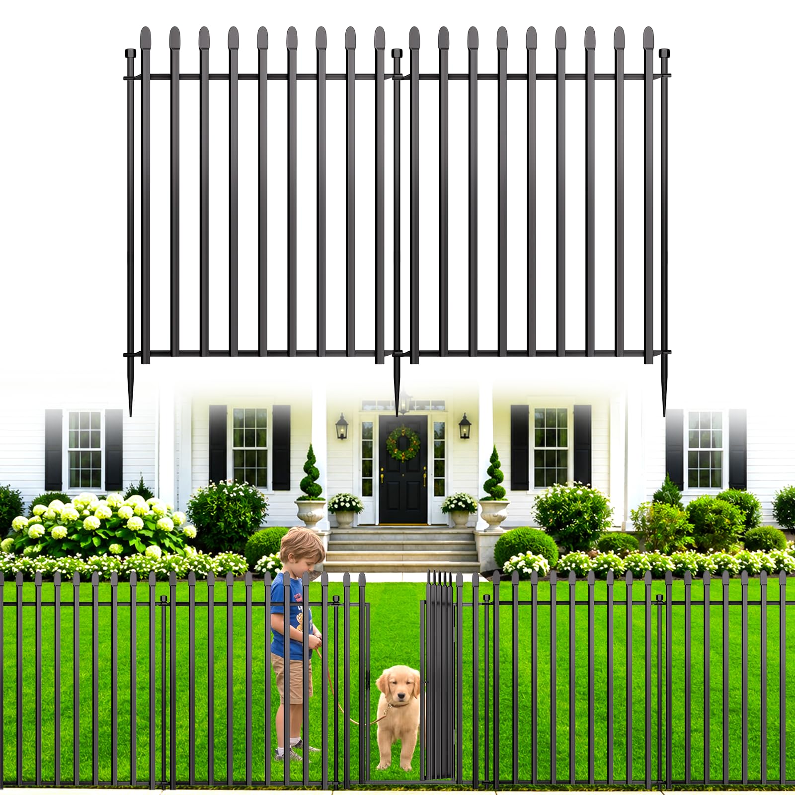 Kingido 10 Panels No Dig Decorative Garden Fence with Gate, 81 cm (H) x 671 cm (L) Rustproof Metal Temporary Fencing, Outdoor Animal Barrier Dog Fence for Yard, Patio, Border, Flower Bed & Landscape โ image 1