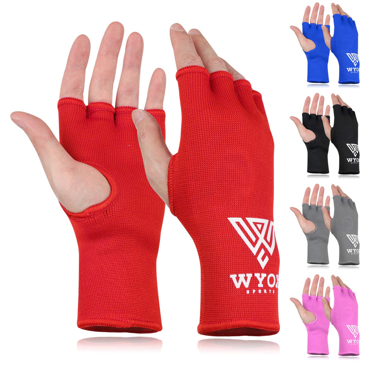WYOXBoxing Hand Wraps Inner Gloves Men Women, Half Finger Under Mitts with Elasticated Bandages for Fist Protection, Ideal for Muay Thai, Kickboxing, MMA, and Martial Arts, Perfect for Training