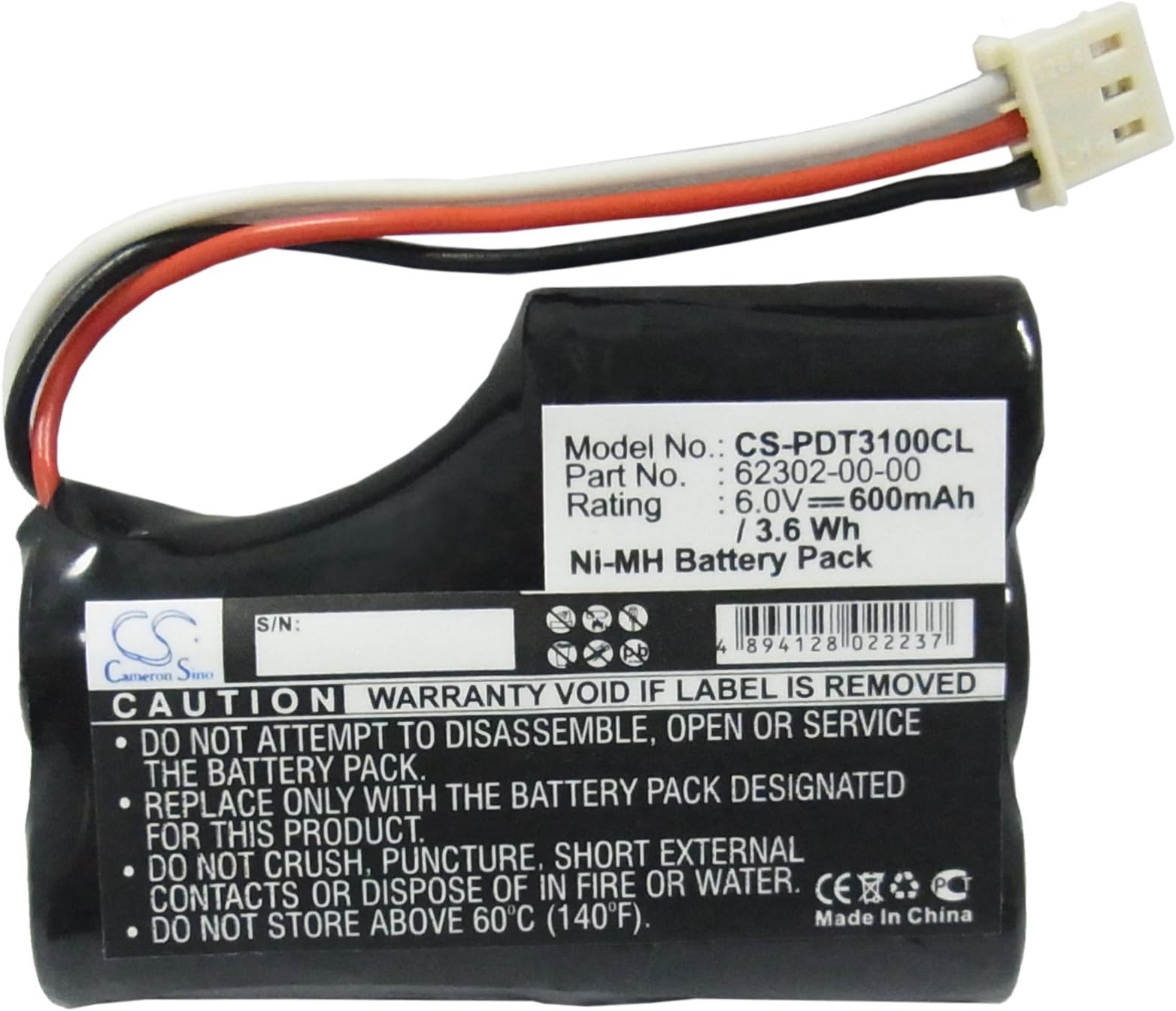 CS-PDT3100CL Battery 750mAh compatible with [Symbol] PDT 3100, PDT 3110, PDT 3120, PDT 3140 replaces 62302-00-00