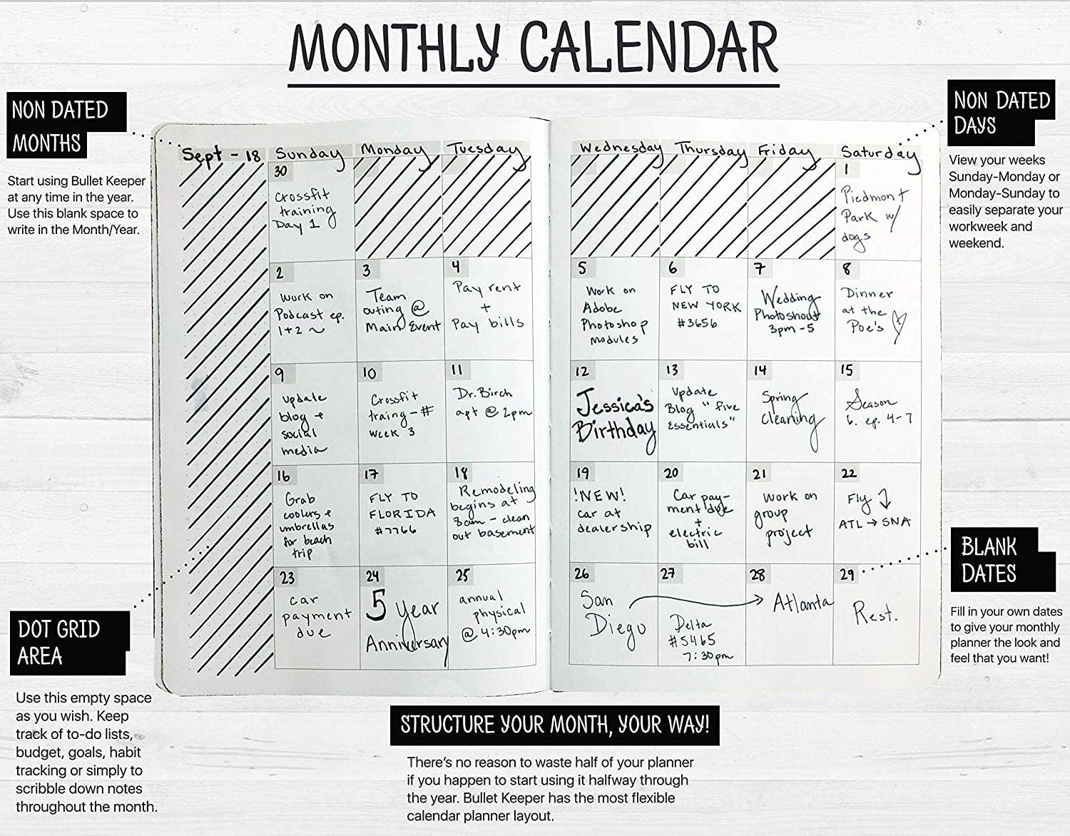 BK UNDATED Yearly Weekly/Monthly Planner 2026-27 Daily Planner Agenda & Personal Organizer to Increase Productivity, Academic Planner w/Sticker Set. A5 (5.8 x 8.3) - Brown Hardcover image 4