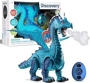 Discovery Frost-Breathing RC Dragon with Smoke Breath, Walking, Wing Flapping, Realistic Roaring Sounds| Light-Up Large Dinosaur Toy| Remote Control Robot Dino Mythical Creature|Kids Boys Gift| Age 6+
