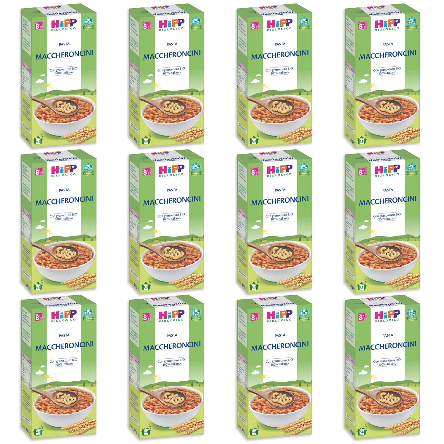 HiPP - Pastina Bio, Maccheroncini, 12 Confezioni da 320 g