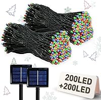 Vista 13 de Paquete de 2 tiras de luces solares superlargas en total de 170 pies, 480 LED, 8 modos mejorados, funciona con energía solar, impermeable, luces