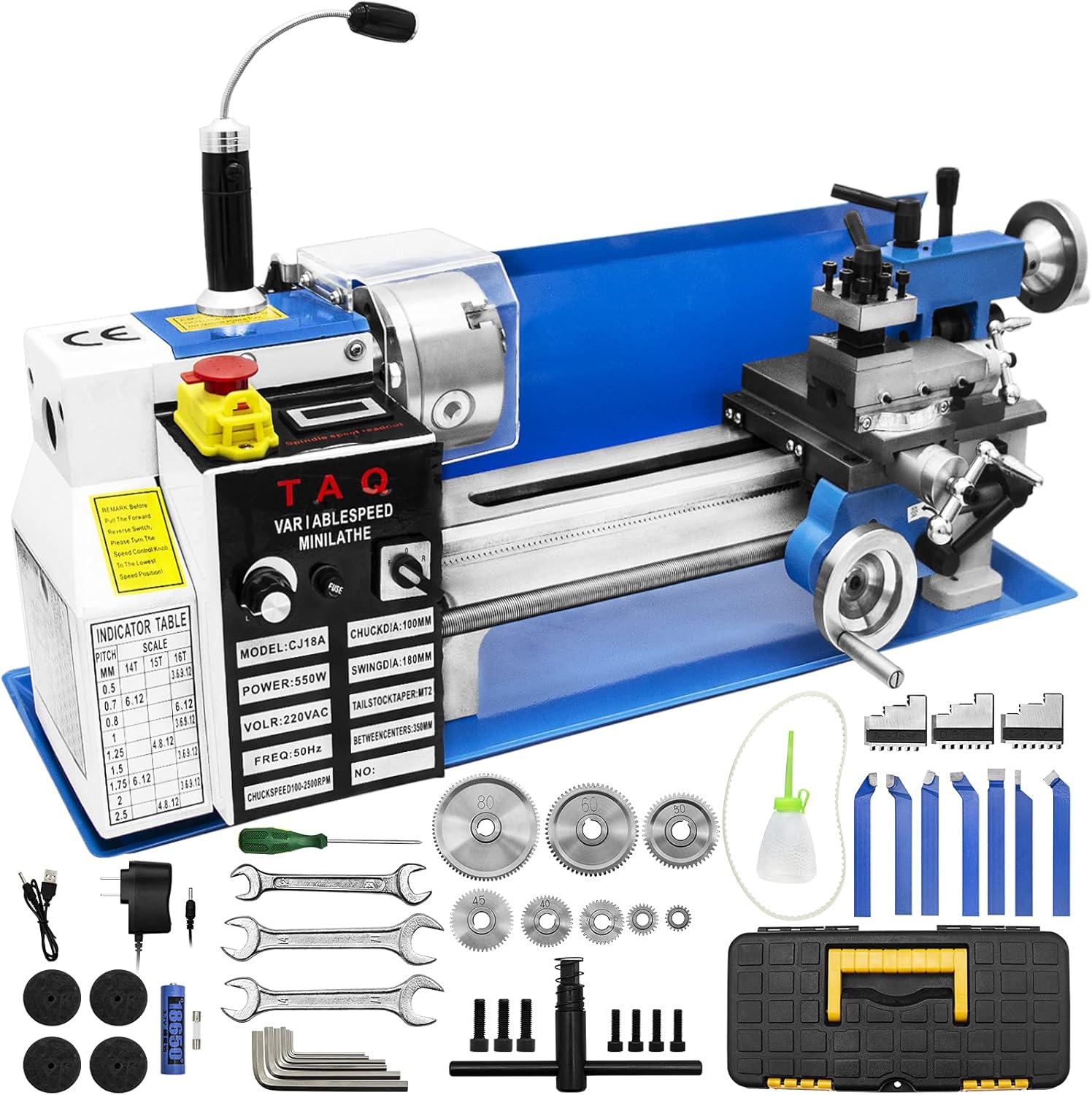 Mini Lathe Machine with Variable Speed Control and Digital Display