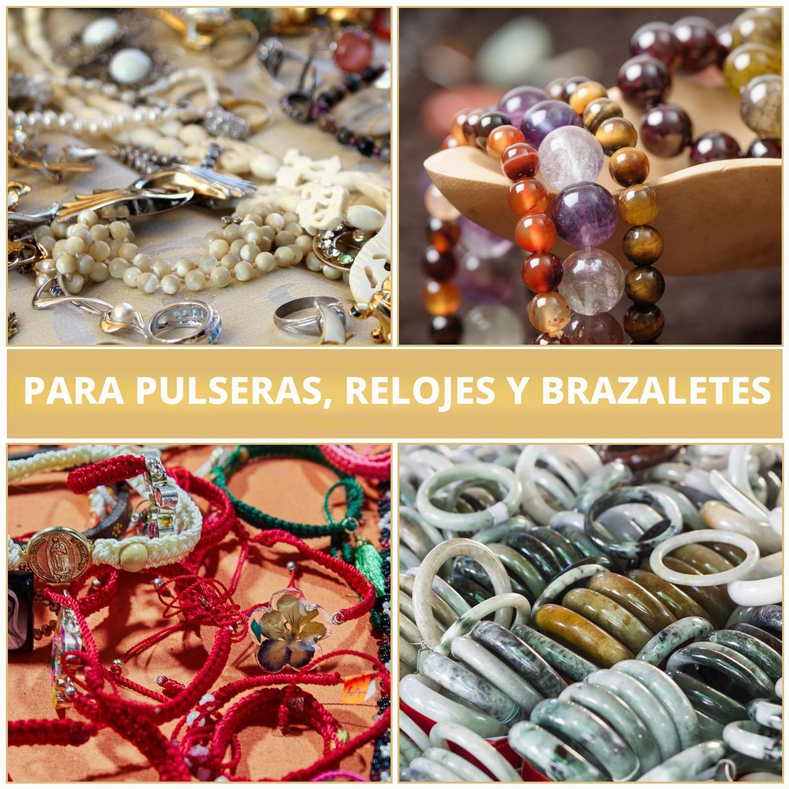 Expositor de Joyas Con 3 Niveles Extraíbles - Soporte de Terciopelo para Pulseras, Brazaletes, Relojes y Collares (Caqui)