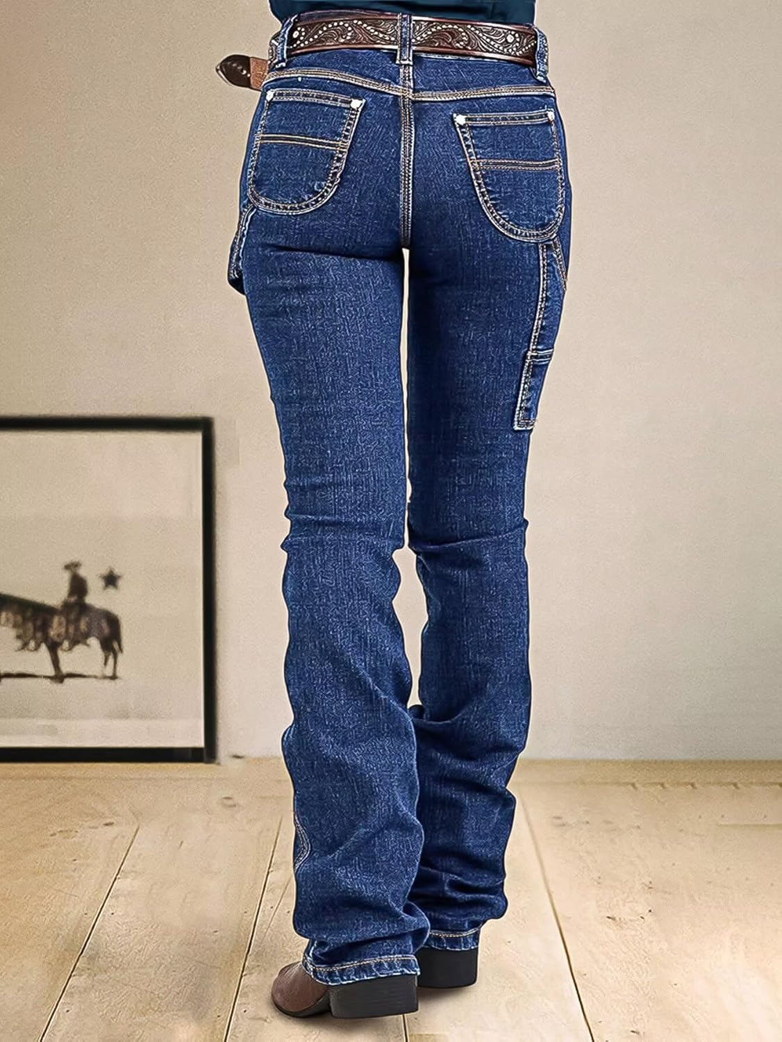 Flamingals Low Rise Boot Cut Jeans for Women Butt Lifting Western Pants with Pockets Flare Jeans Women - Image 5