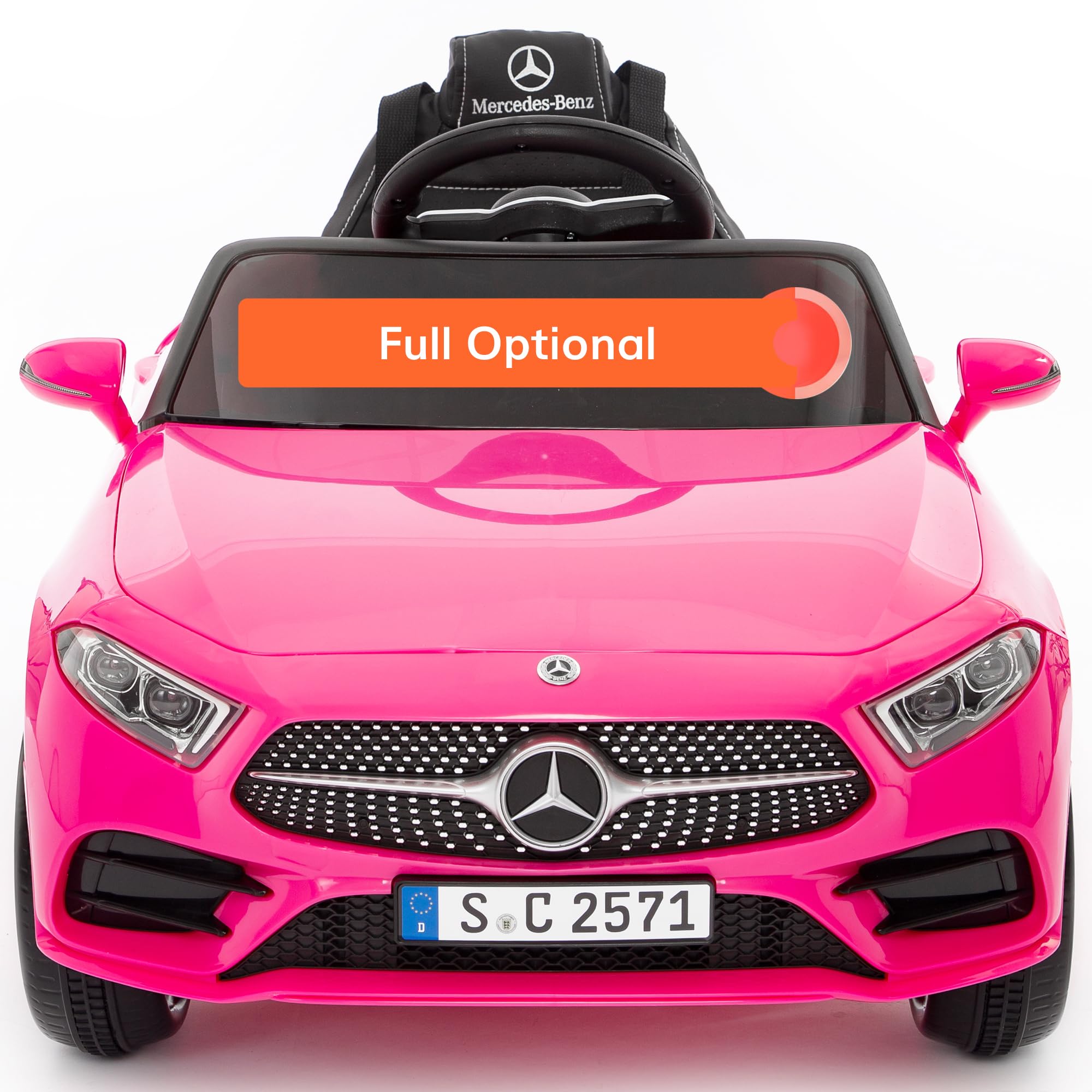BabyCar Mercedes CLS 350 AMG | Macchina Elettrica per Bambini 12V con 2 Motori 25W | Auto Elettrica Per Bambini Telecomandata, Sedile in Pelle, Porte Apribili, MP3/USB | Licenza Ufficiale | Rosa