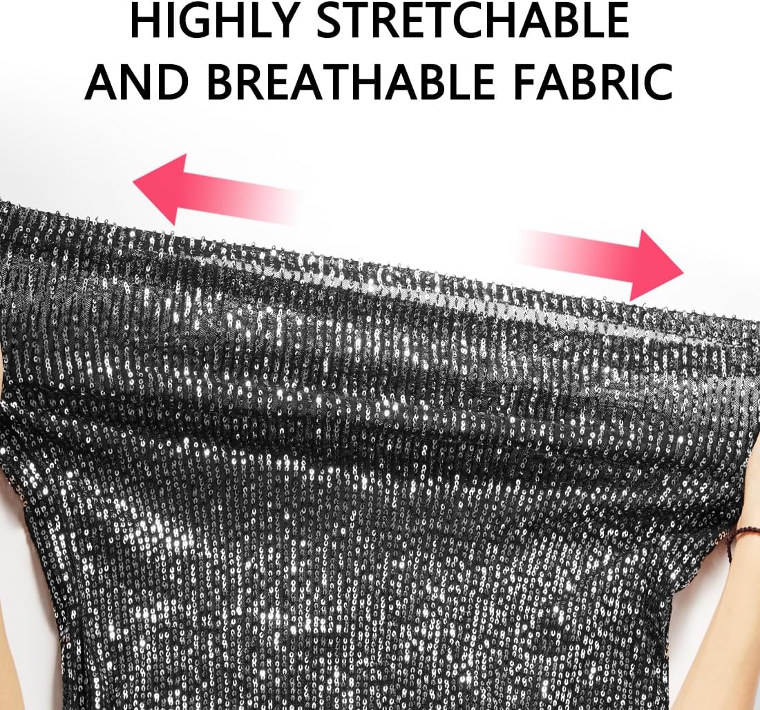 Arjen Kroos Men's Sequin Tank Top Sparkly Metallic Sleeveless T Shirt Party Top - Image 5