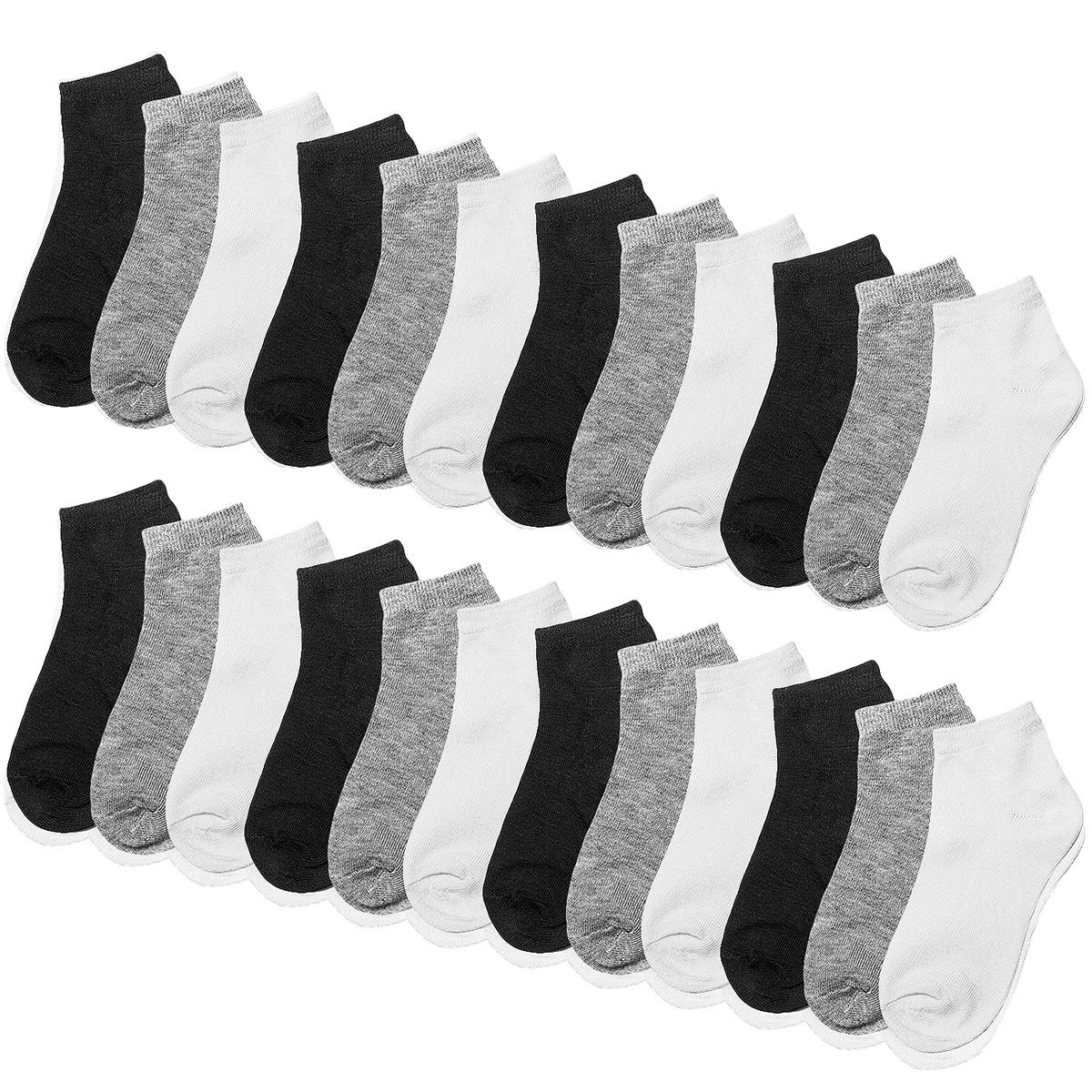 Falari 24 Pairs Boy Kids Athletic Ankle Socks