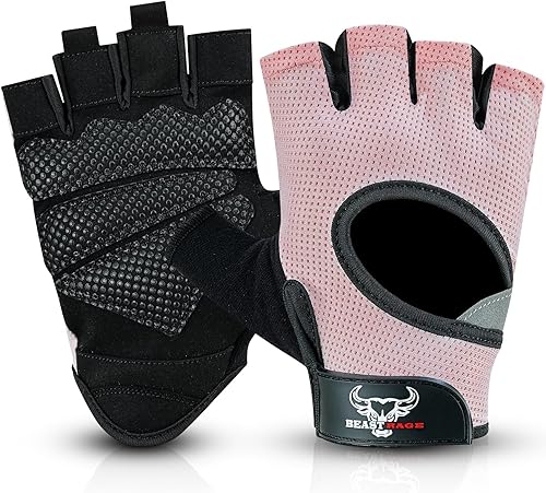 Miniatura 8 de BEAST RAGE Guantes de levantamiento de pesas sin dedos con acolchado de protección de palma, guantes de gimnasio ligeros y transpirables para