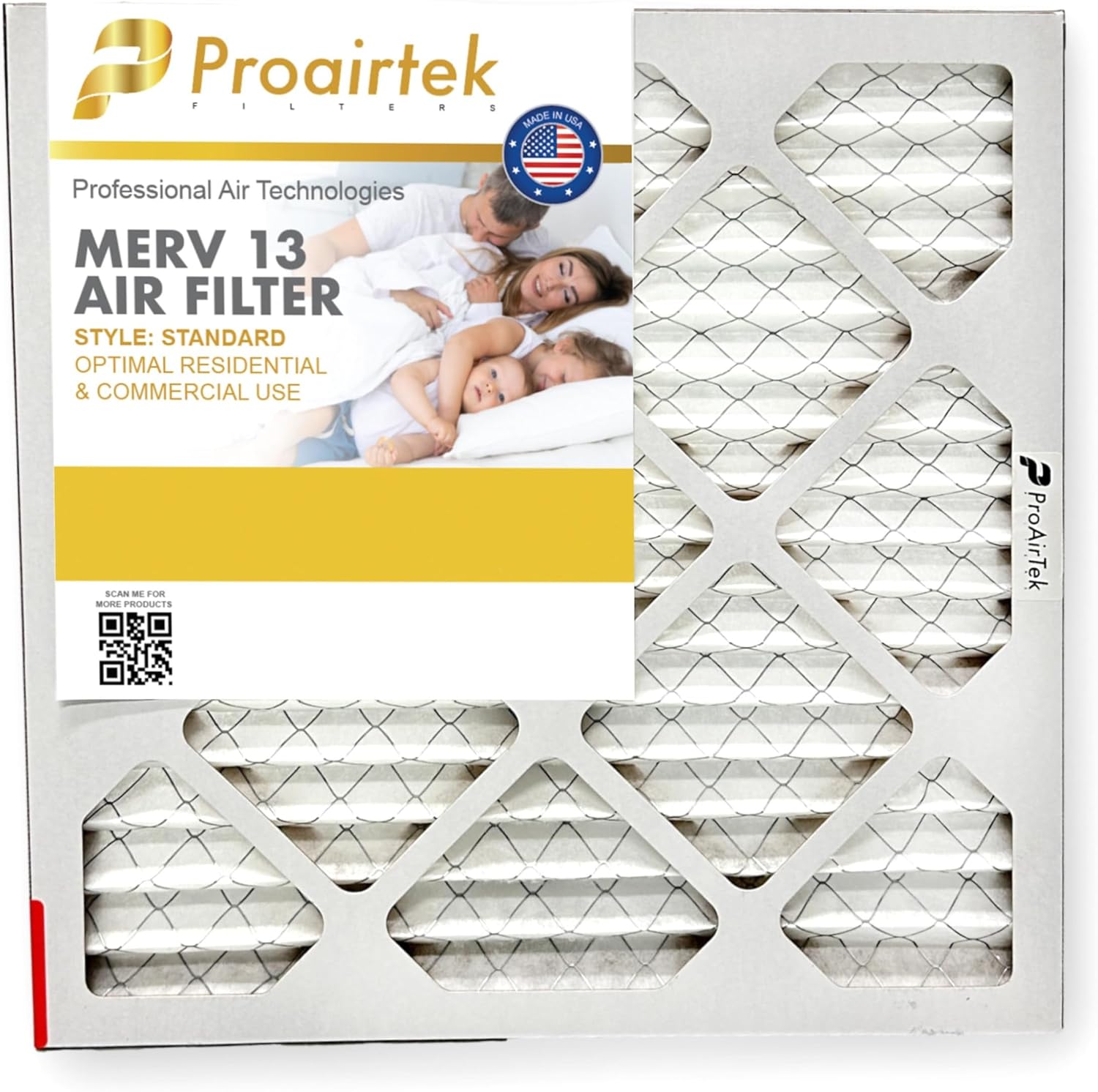 Proairtek AF16161M13SWH Model 16x16x1 Air Filter, MERV 13; Ideal for Anyone Wanting Clean, Crisp Air in Their Home