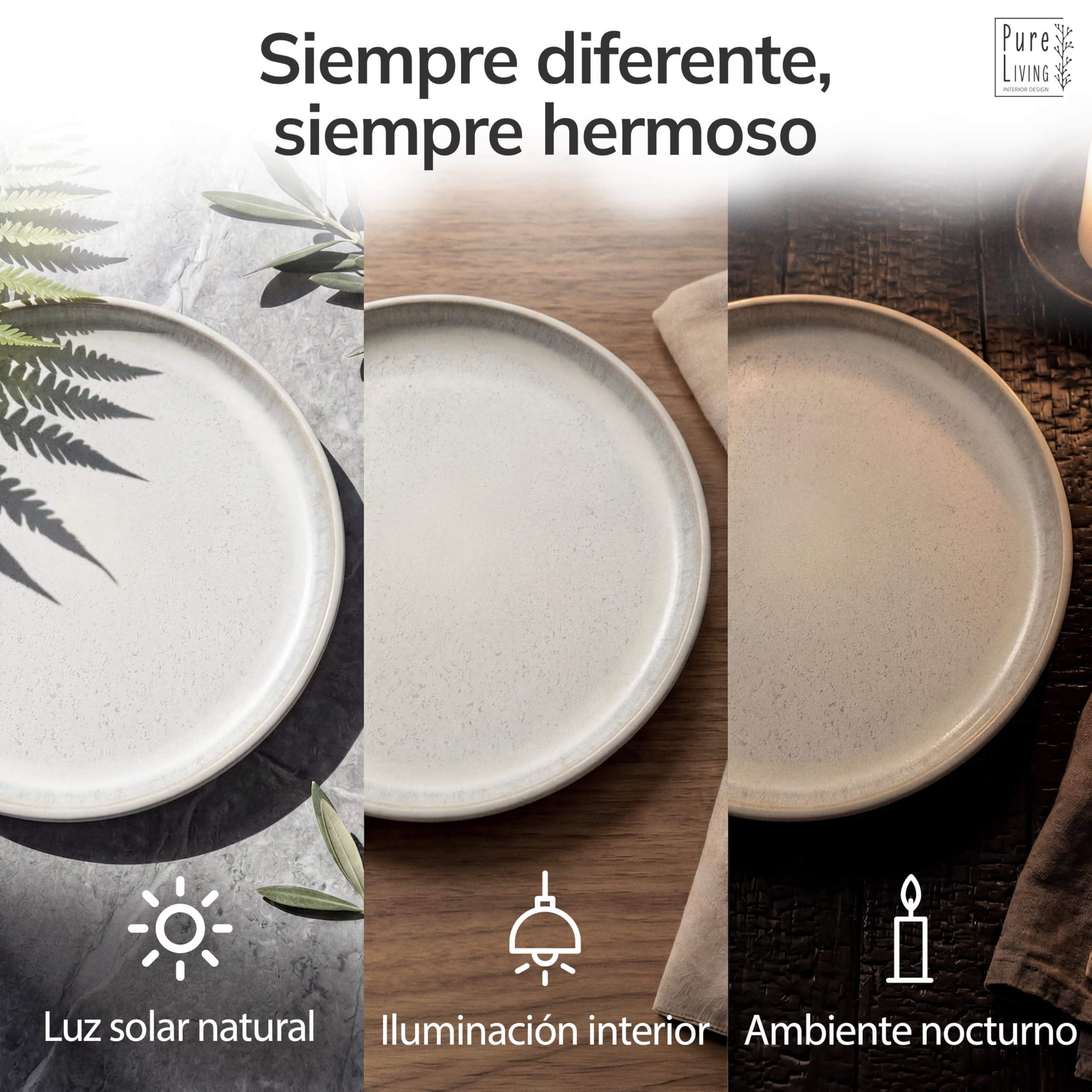 Juego de Vajilla de Steingut Ibiza para 6 Personas - 18 Piezas, Set de Vajilla para Lavavajillas y Microondas - Moderno Juego de Platos - Servicio de Pure Living en beige claro