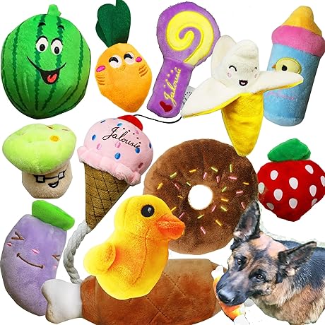12 Pack Plush Squeaky Dog Toys for Small & Medium Pets
