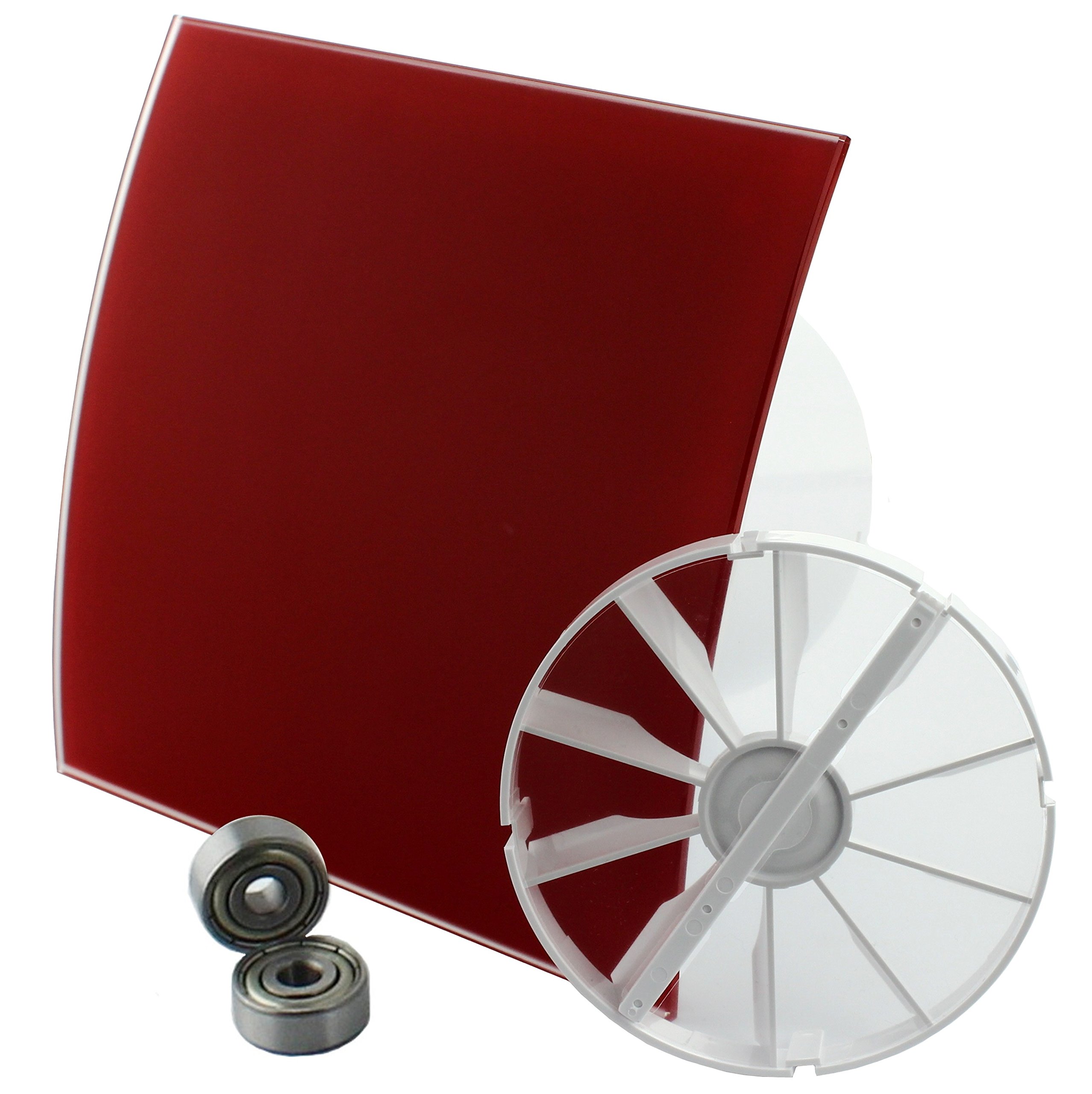 MKK - 18188-003 – STARLIGHT Turbo wentylator łazienkowy, wentylator do pomieszczeń mieszkalnych, łożysko kulkowe, zawór zwrotny, Ø 100 mm, czerwony, matowy, wygięty