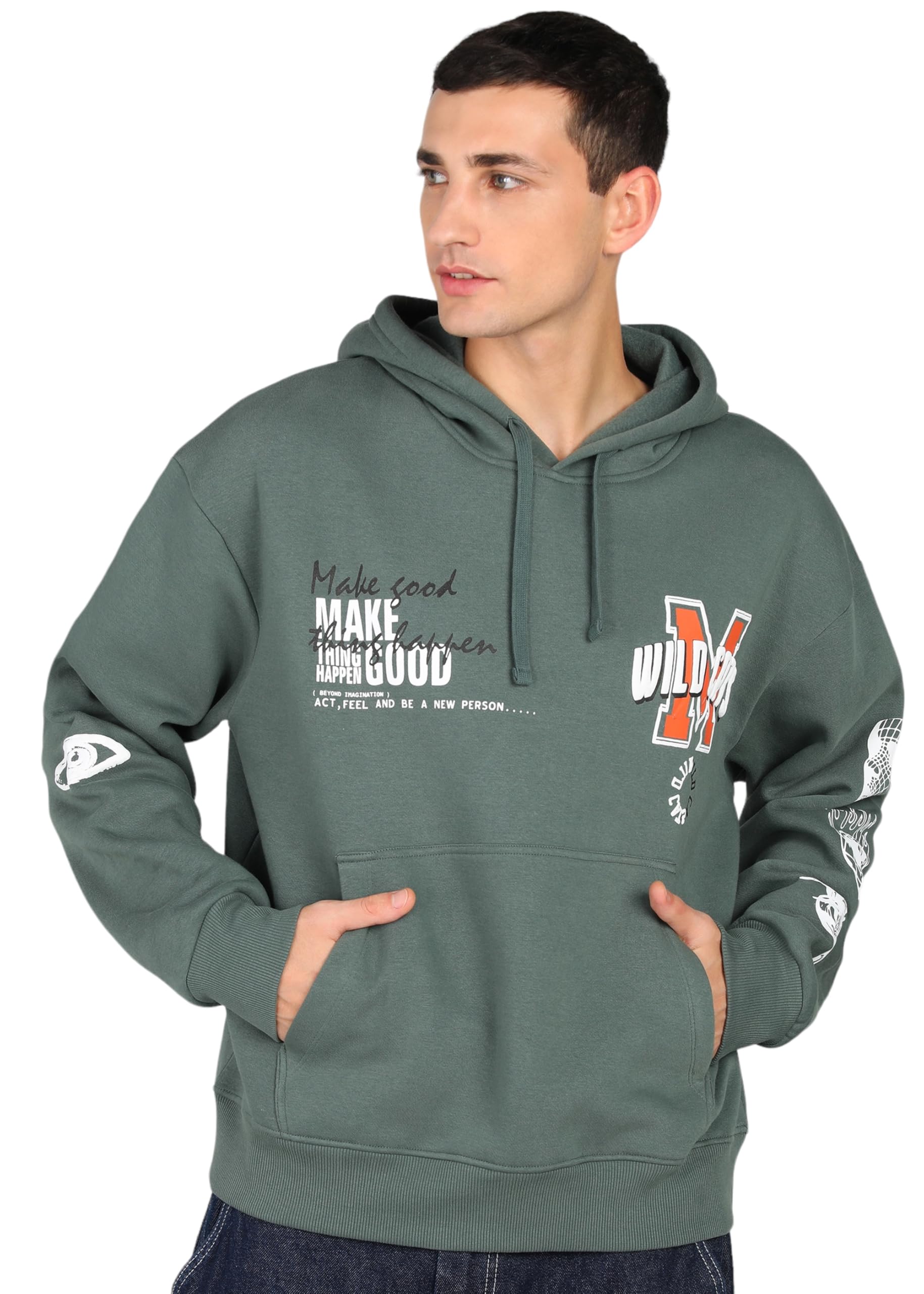 Alan Jones Clothing Men's Cotton Blend Abstract Print Hoodies