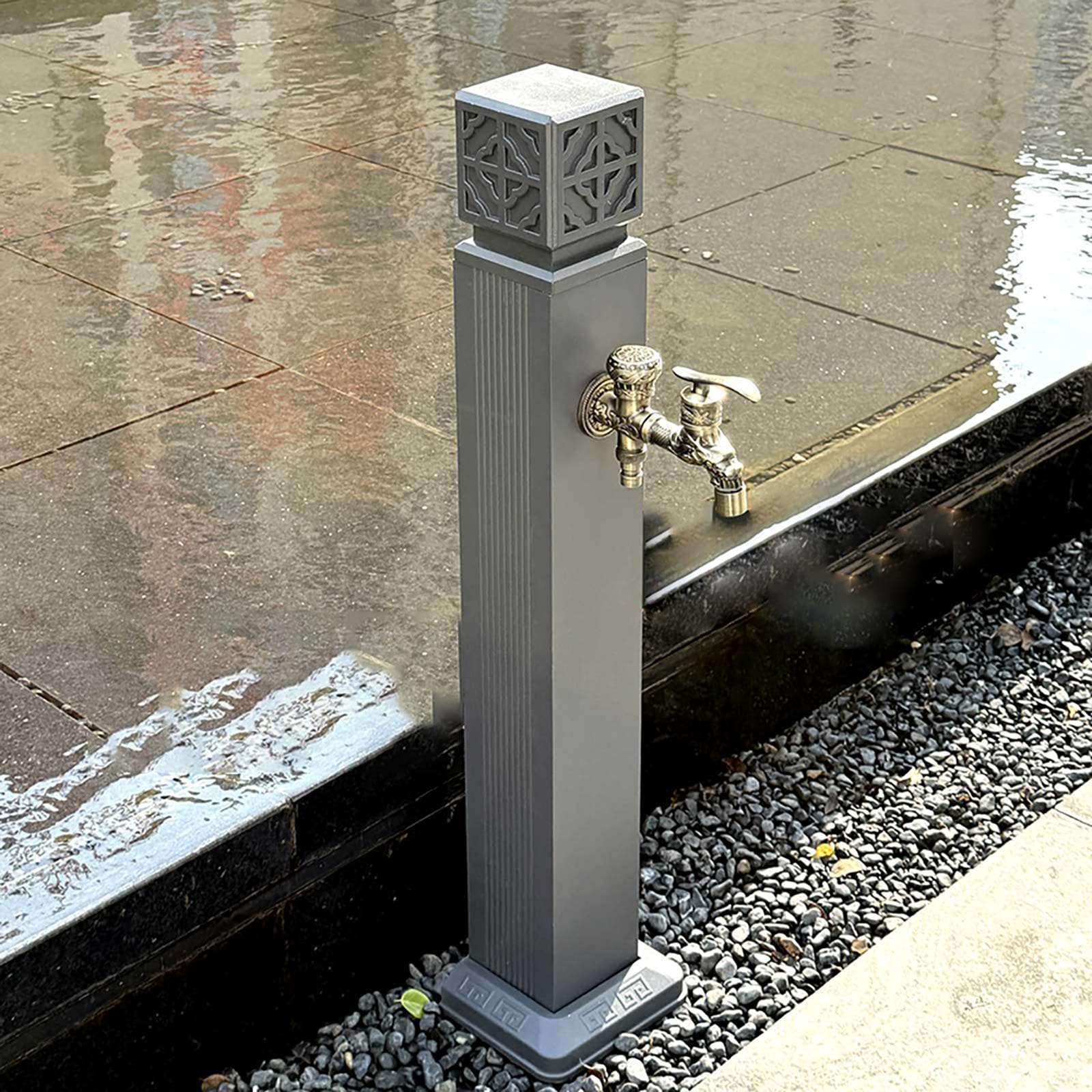 Genérico Columna de Agua Independiente de Aluminio con Grifo - Soporte anticongelante para Manguera de jardín para riego y Lavado, Negro, 100 x 163 cm - Solución Duradera para hidrantes Exteriores
