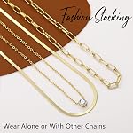 Collier de Choker en couches d'or pour les filles, 14K Vrai plaqué or CZ Collier pendentif croisé, collier de stratification de chaîne de serpent plat Dainty pour cadeau