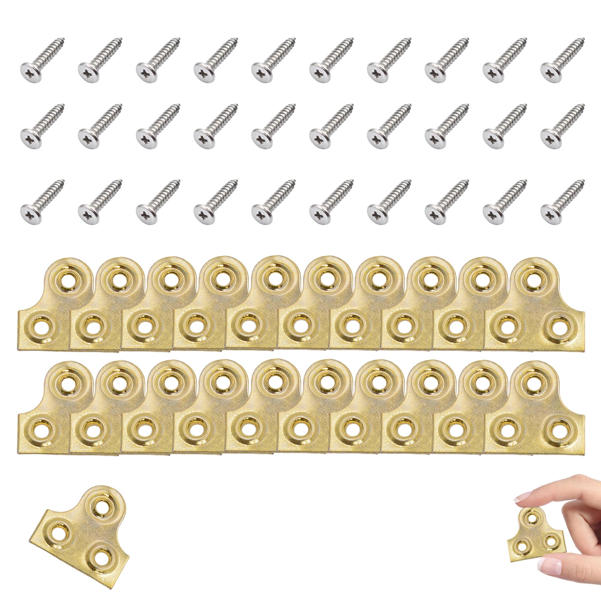 20 Pcs Picture Hangers with 30Pcs Screws, Mirror Brackets, Mirror Fixings, Mirror Plates, Picture FixingsUsed to Secure The Picture Frame. Screws Can Be Used to Secure The Frame in Place.
