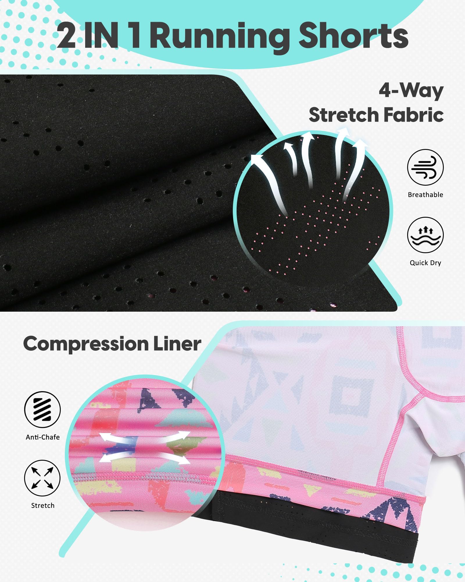 maamgic Pantalones cortos de correr para hombre con forro de compresión de 5 pulgadas, secado rápido, pantalones cortos deportivos 2 en 1 antirozaduras