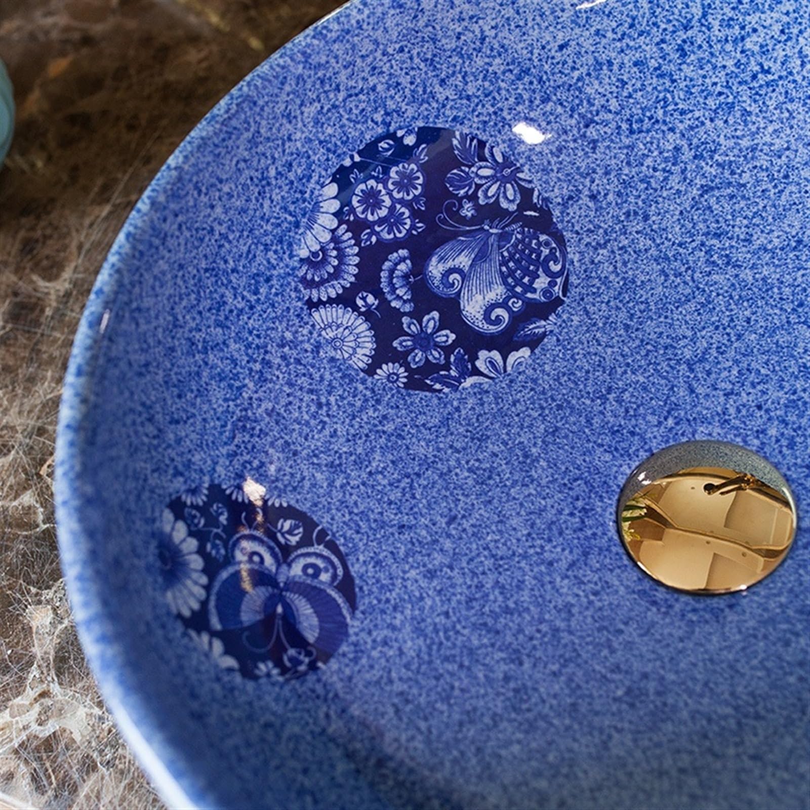zlew nablatowy Jingdezhen Wysokiej jakości umywalka ceramiczna nablatowa Retro okrągła umywalka artystyczna Umywalka łazienkowa bez akcesoriów do szafki podumywalkowej w toalecie