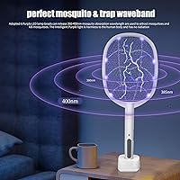 Vista 7 de Lulu Home Raqueta eléctrica 2 en 1 para matar insectos, paquete de 2 matamosquitos de mano con luz LED de alto voltaje de 3000 V con malla