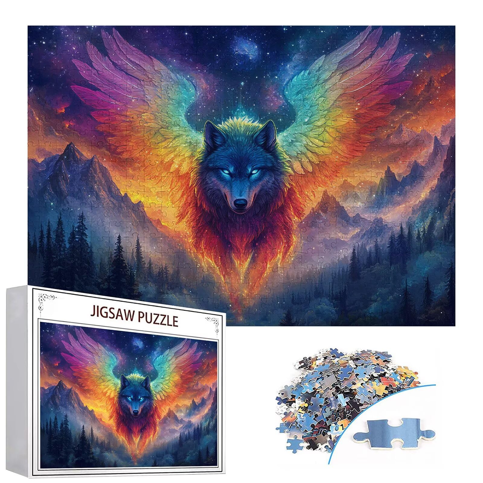Puzzle 5000 elementów wilk puzzle dla dorosłych góra 156 x 105 cm unikalne rzemiosło klasyczne 3D drewniana układanka do rodzinnych gier aktywnych, układanka zrób to sam do dekoracji ścian domu